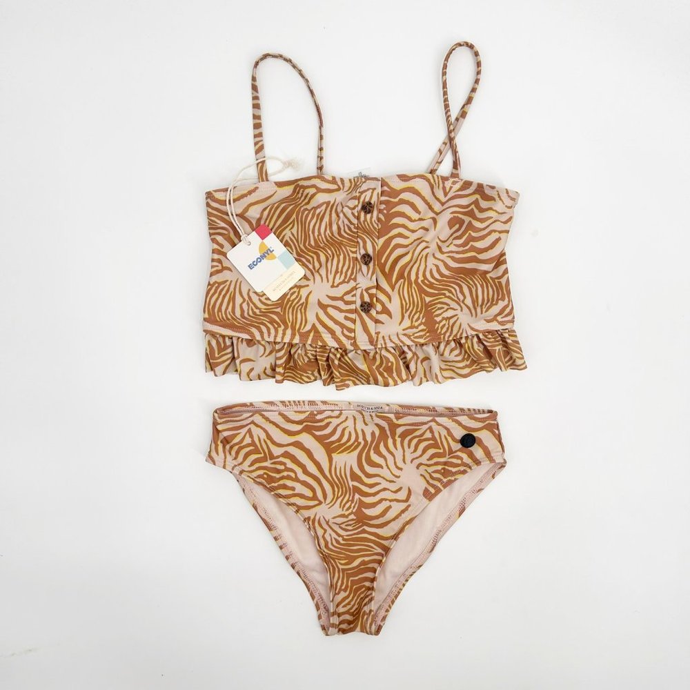 Scotch R'Belle Size 12 Animal Print Smocked Two Piece Swim Suit